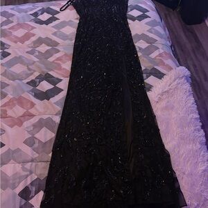 Elegant Black Sequin Prom Dress